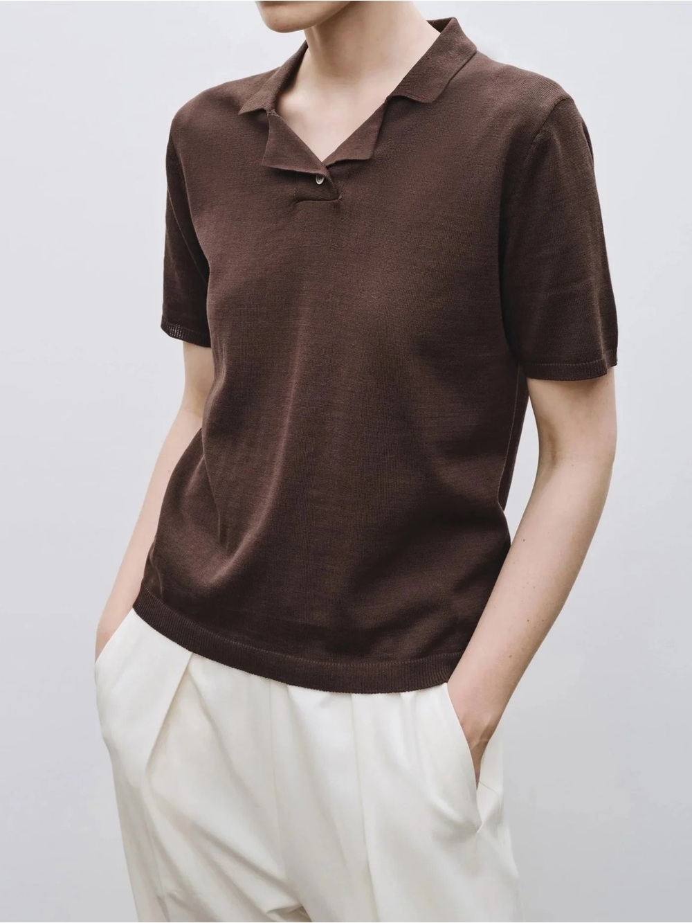 Women’s Black Short-Sleeve Polo Top